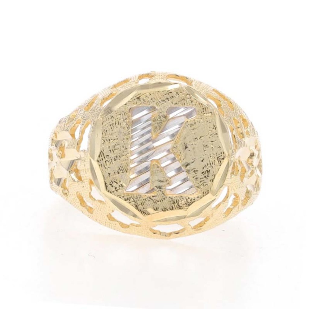 Yellow Gold Initial K Men's Ring - 10k Monogram Letter